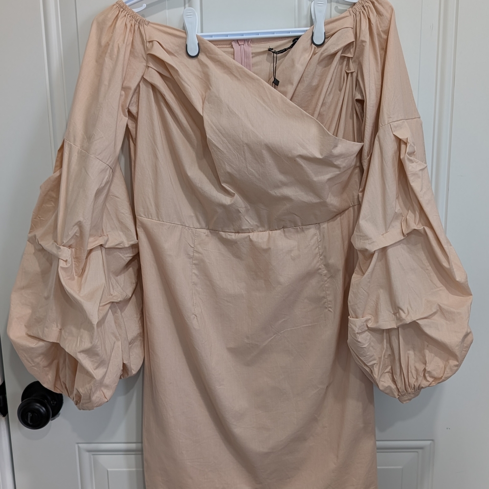 3/$20 Boohoo Nude Off-Shoulder Wrap Shift Dress